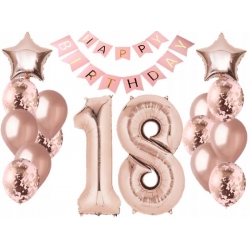 Zestaw balonów na 18 urodziny w GOLD ROSE